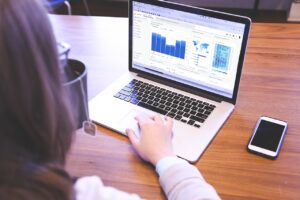 Computer displaying website analytics (website traffic sources)