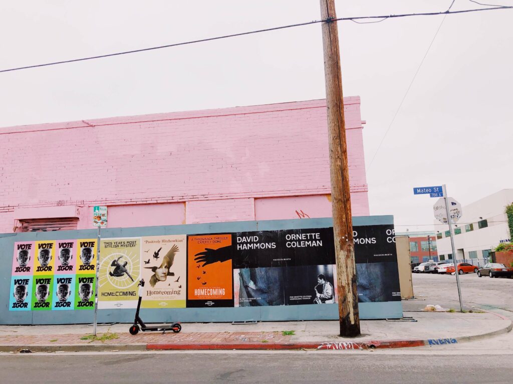 Example of street marketing: posters on a building wall