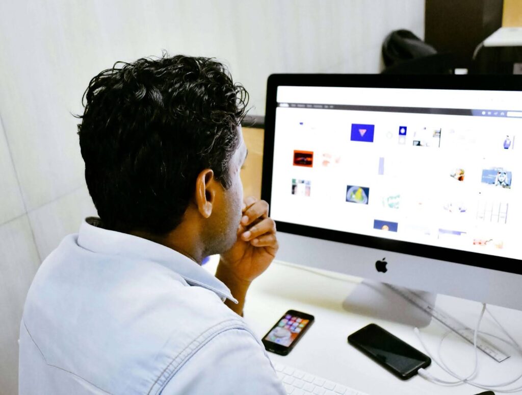 Inbound marketer at a computer