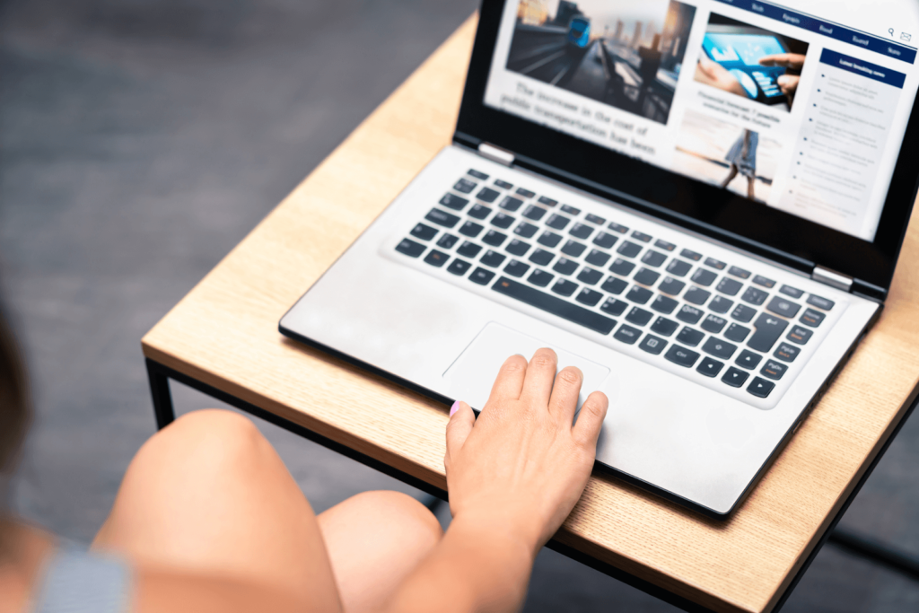 Person typing on a laptop