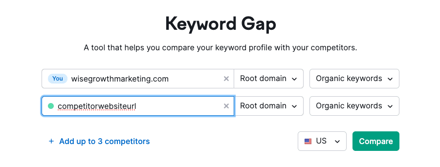 Content Gap Analysis - Semrush 2