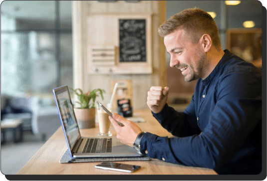 Man on a laptop attending a video call
