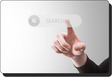 Finger pointing to a search bar