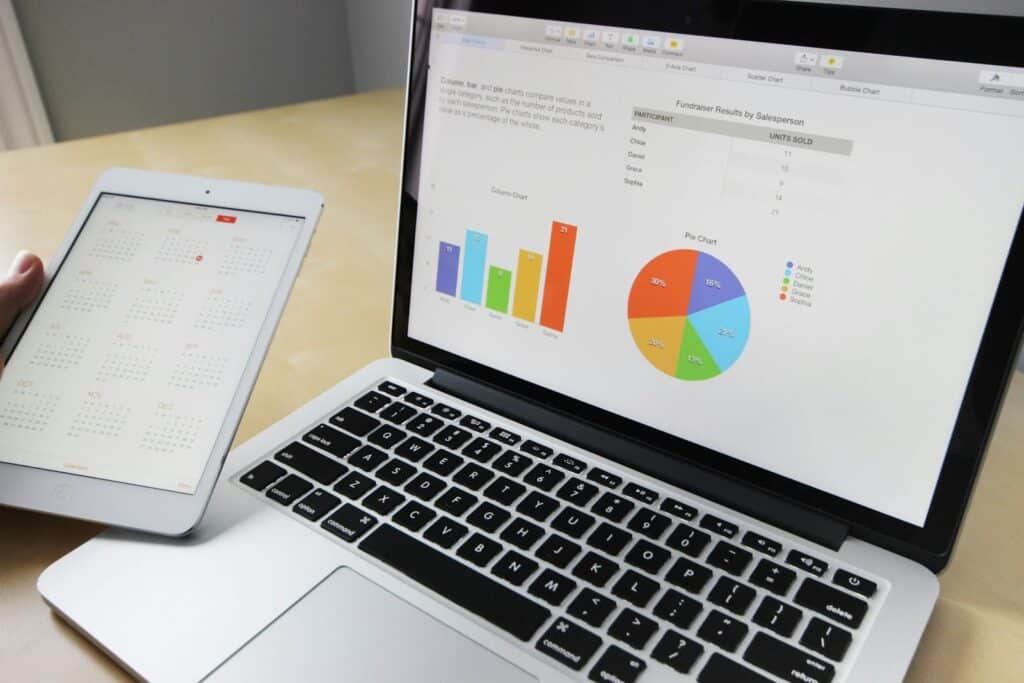Analytics on laptop showing lost customers